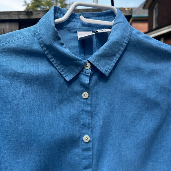 Baby Blue Linen/Cotton Blend Button Down - Picture 3 of 5